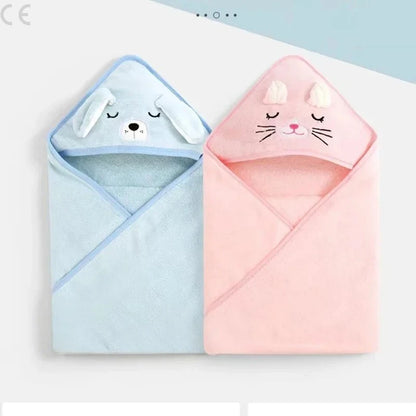 Toddler Bathrobe Infant Bath Towel Boy Girl Blankets Swaddle With Hood Cartoon Coral Fleece Towel Blanket Newborn Kids Bedding