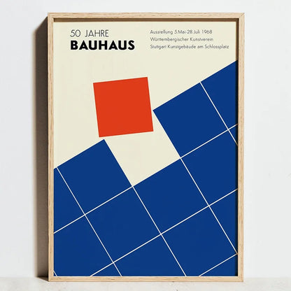Bauhaus Sports Wall Art Blue Line Canvas Poster Decor