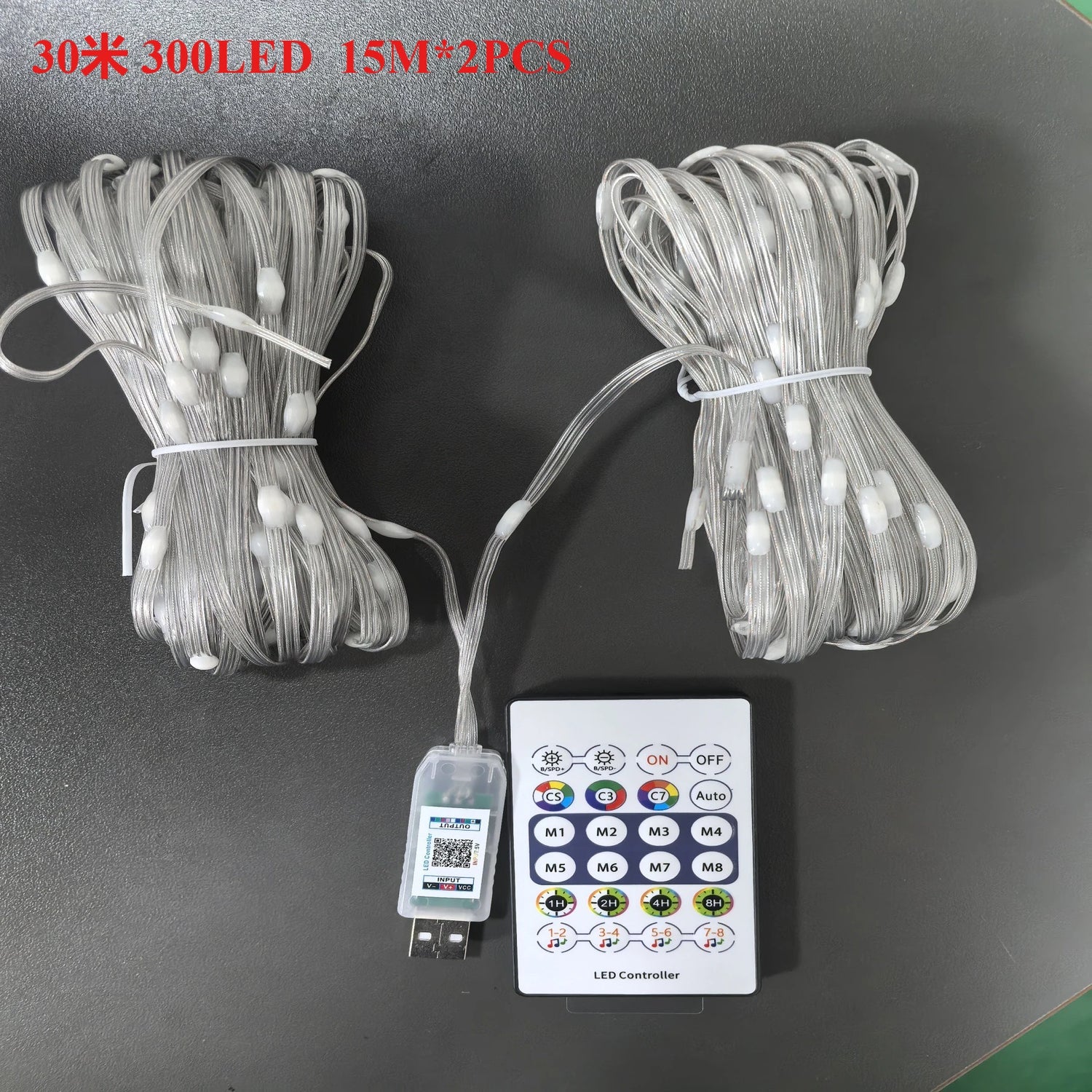 LED string light with Bluetooth, RGB rainbow, running horse, flowing light with festive atmosphere decoration, copper wire light