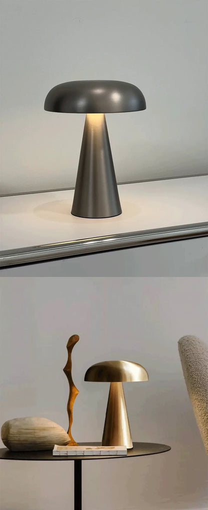 Retro Mushroom Table Lamp LED Rechargeable Bedside Light