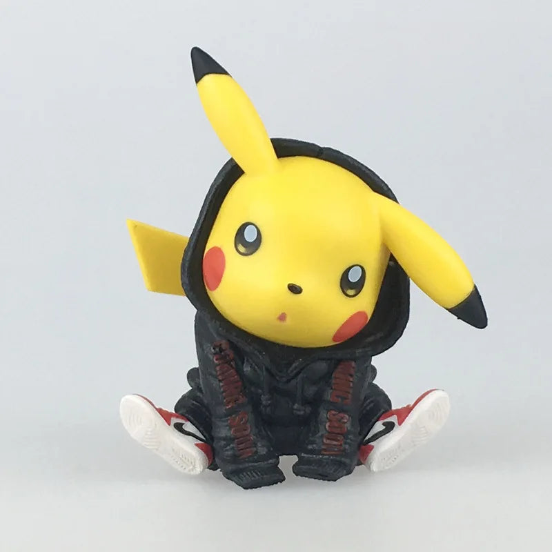 6Pcs Anime Pokemon Pikachu FigureSweatshirt Ver Set Model Toy Gift Birthday Gift Car Decoration Action Figure PVC 7CM