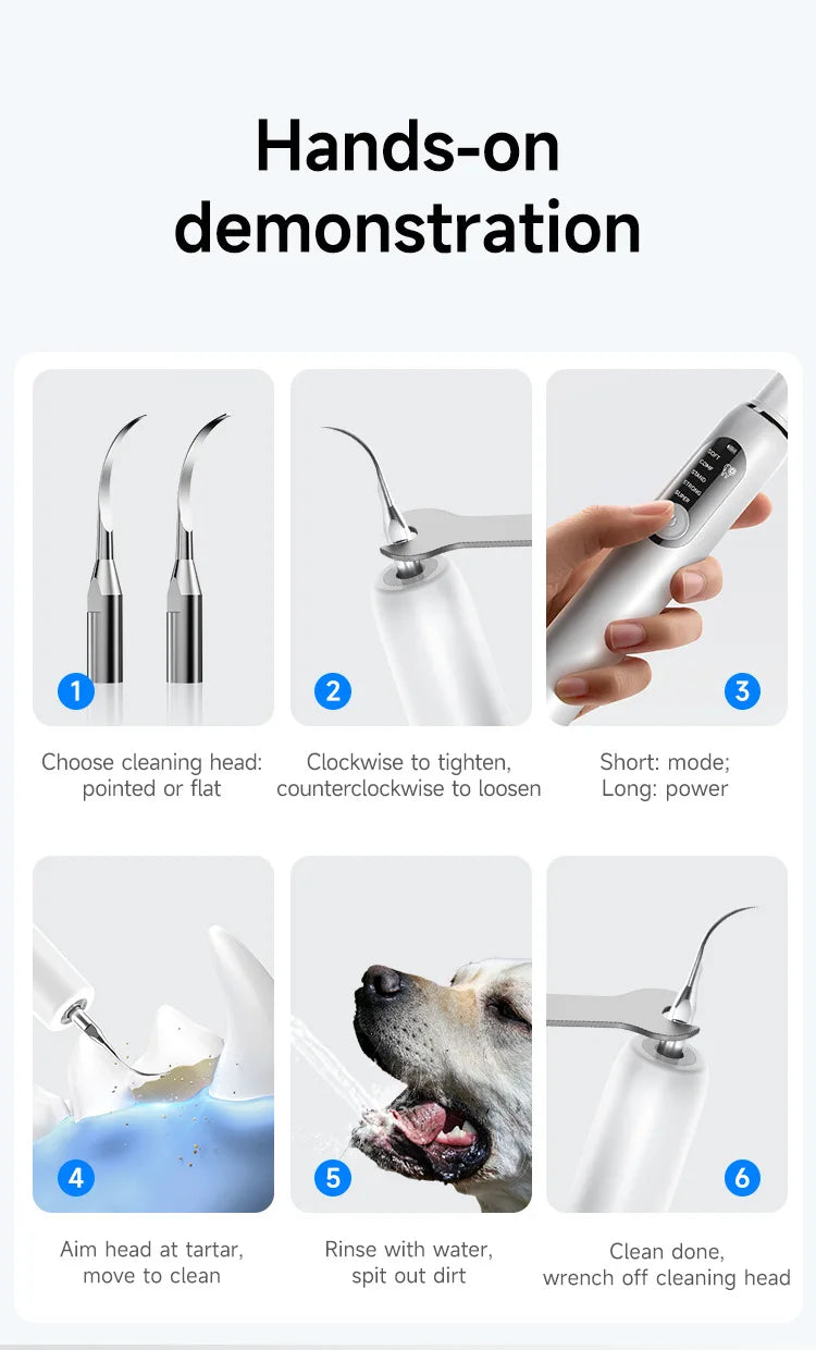 Dog Teeth Cleaning Kit Pet Ultrasonic Canine Plaque Remover