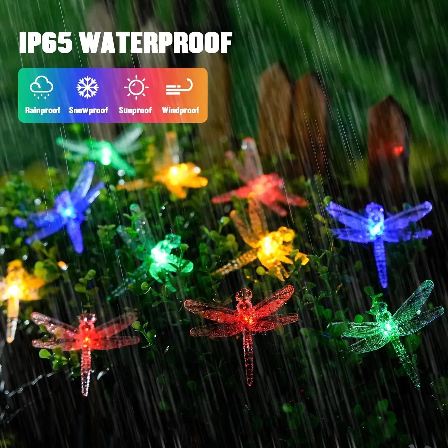Solar-Powered LED Dragonfly String Lights Outdoor Landscape Decoration for Halloween Christmas  Garden Lights Solar Fairy Lights