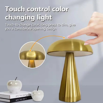 Retro Mushroom Table Lamp LED Rechargeable Bedside Light