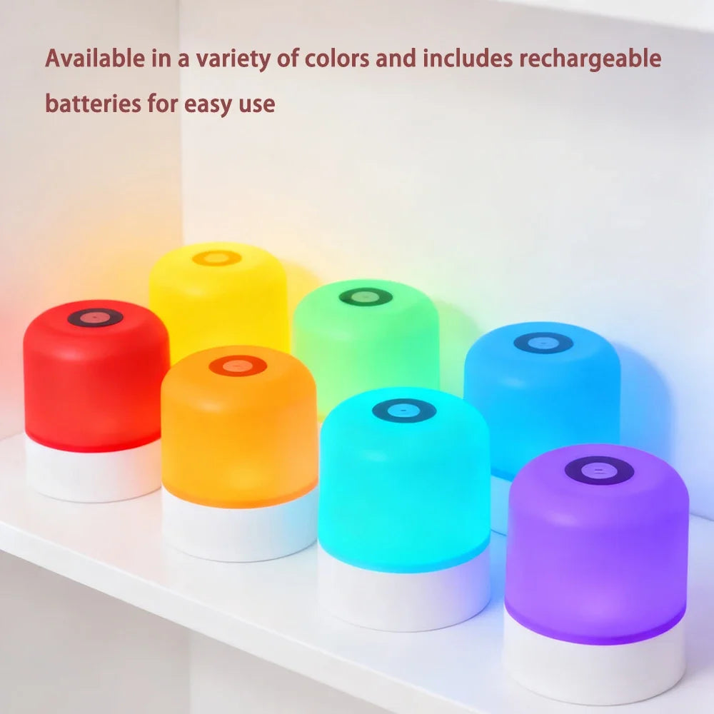 LED Night Light Dimmable Rechargeable/Plug-in Desktop Bedroom Bedside Lighting Decorative Touchscreen Reading RGB Desk Lamp