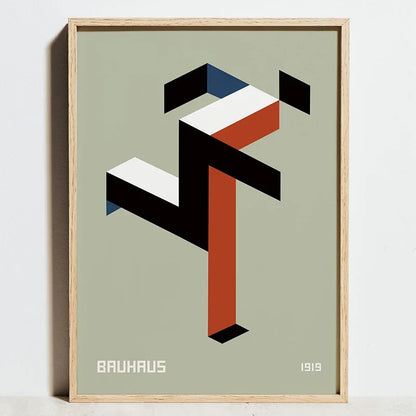 Bauhaus Sports Wall Art Blue Line Canvas Poster Decor
