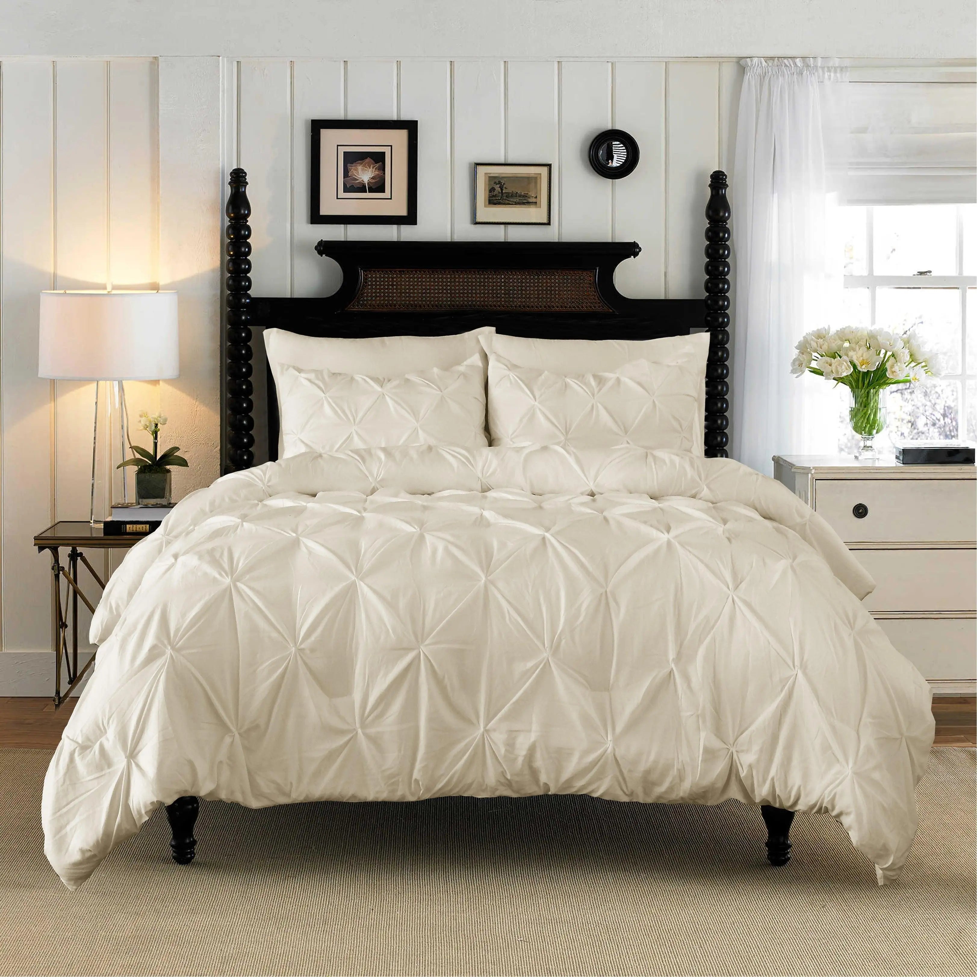 Cotton Bedding Set Elegant Comfort Pinch Pleated Pintuck 