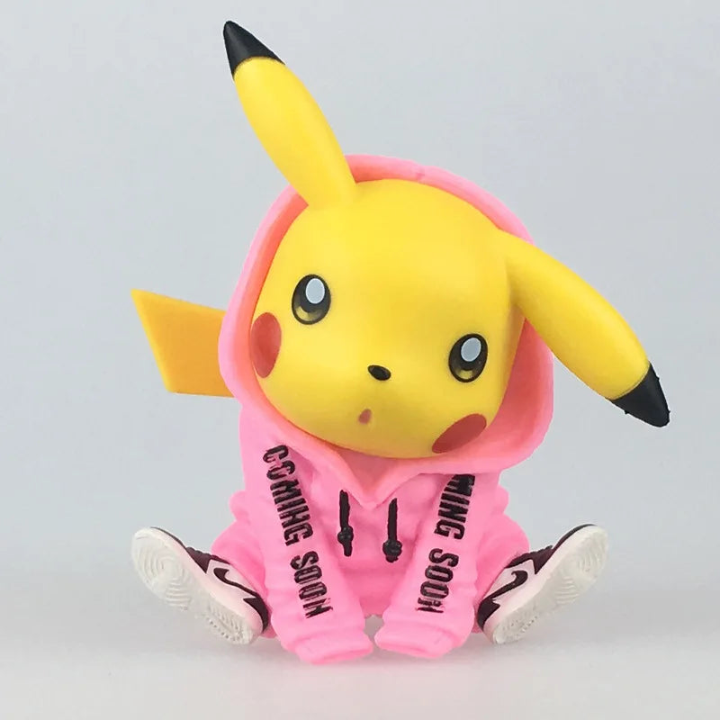 6Pcs Anime Pokemon Pikachu FigureSweatshirt Ver Set Model Toy Gift Birthday Gift Car Decoration Action Figure PVC 7CM