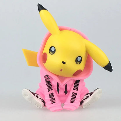 6Pcs Anime Pokemon Pikachu FigureSweatshirt Ver Set Model Toy Gift Birthday Gift Car Decoration Action Figure PVC 7CM
