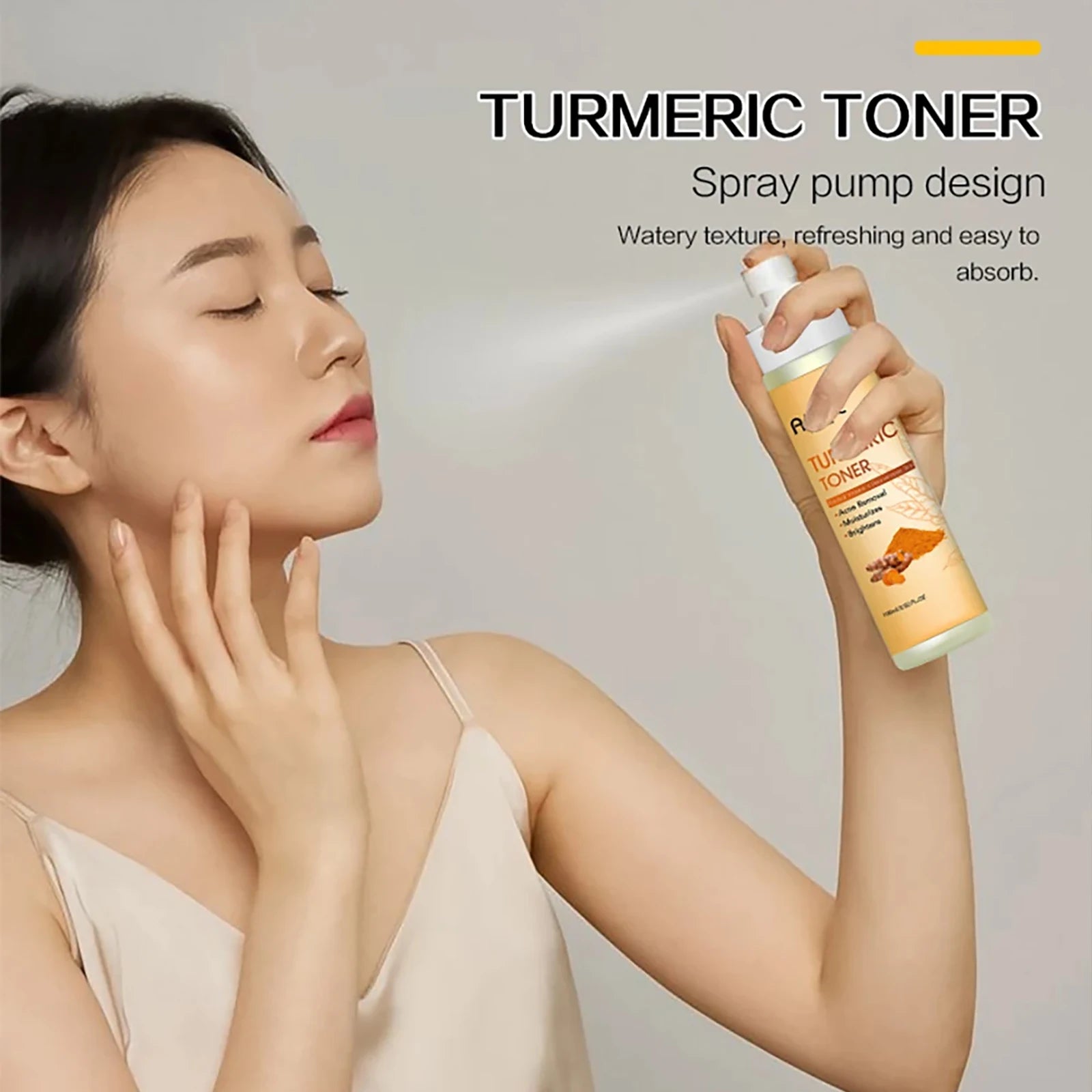 AILKE Organic Turmeric Toner for Face, Removal Acne, Pimples, Spots, Moisturizing, Brightening, Smooths Skin, Parabens Free