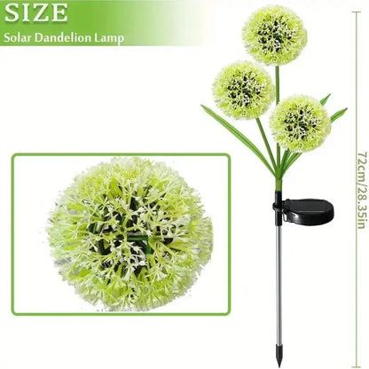 Solar Powered LED Three-Headd Dandelion Artificial Flower Outdoor Courtyard Decorative Lawn Lights Ground Plug Lights