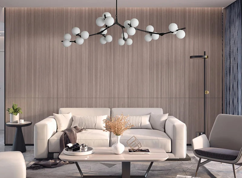 Modern Tree Branches Led Pendant Lamps Glass Balls Hanging 