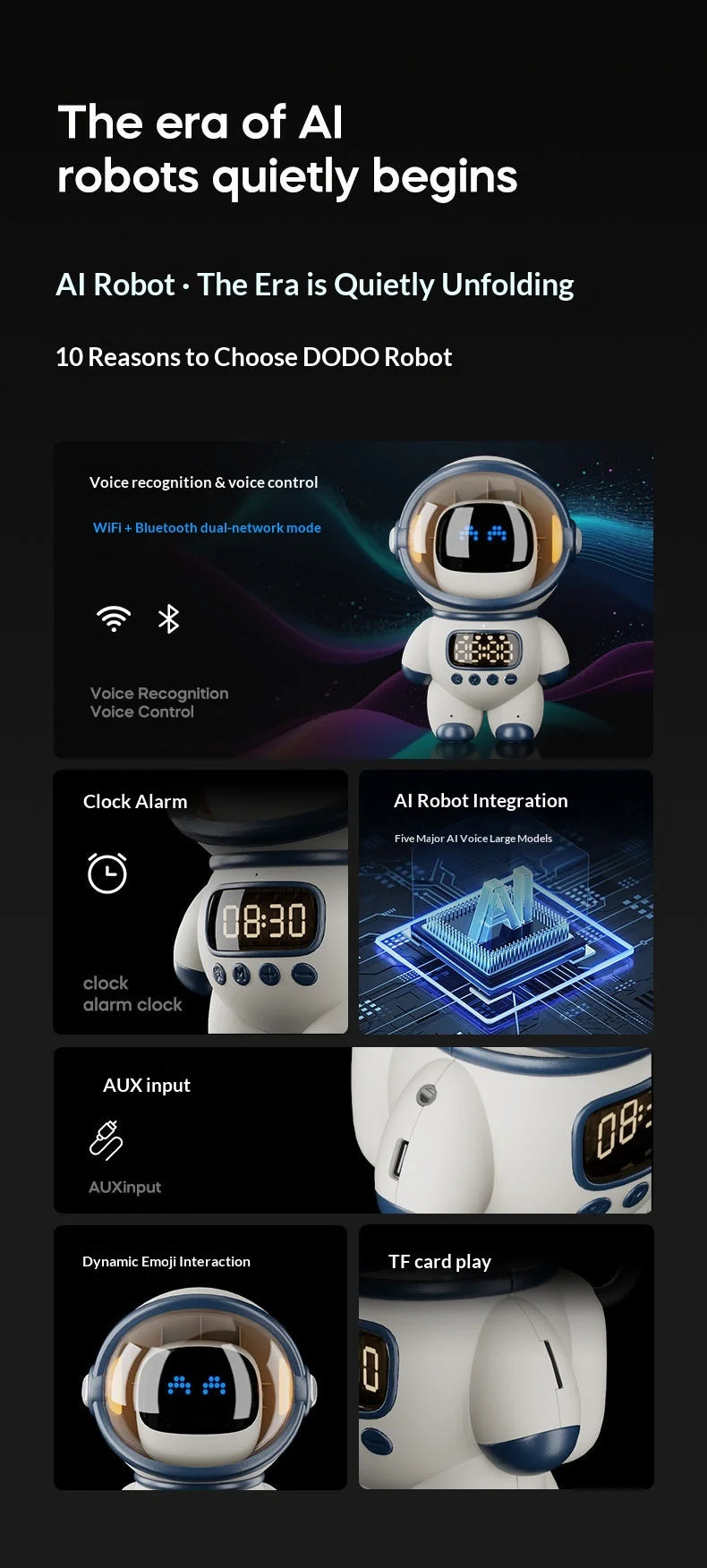 Ai Chat Robot 6 Ai Models Wifi Bluetooth Dual Mode Desktop Companion Night Light Clock Alarm Intelligent Office Assistance