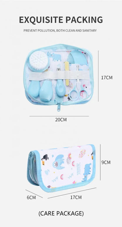 6Pcs Baby Care Kit+Storage Bag Nasal Aspirator Nail Scissors Hair Comb Brush Cleaning Tools Set Newborn Gift Kids Healthcare Kit
