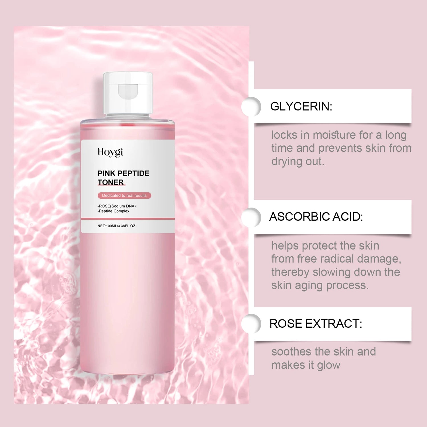Rose Moisturizing Toner Cleanses, Moisturizes, Hydrates, Refines Pores, and Nourishes Skin Facial Toner