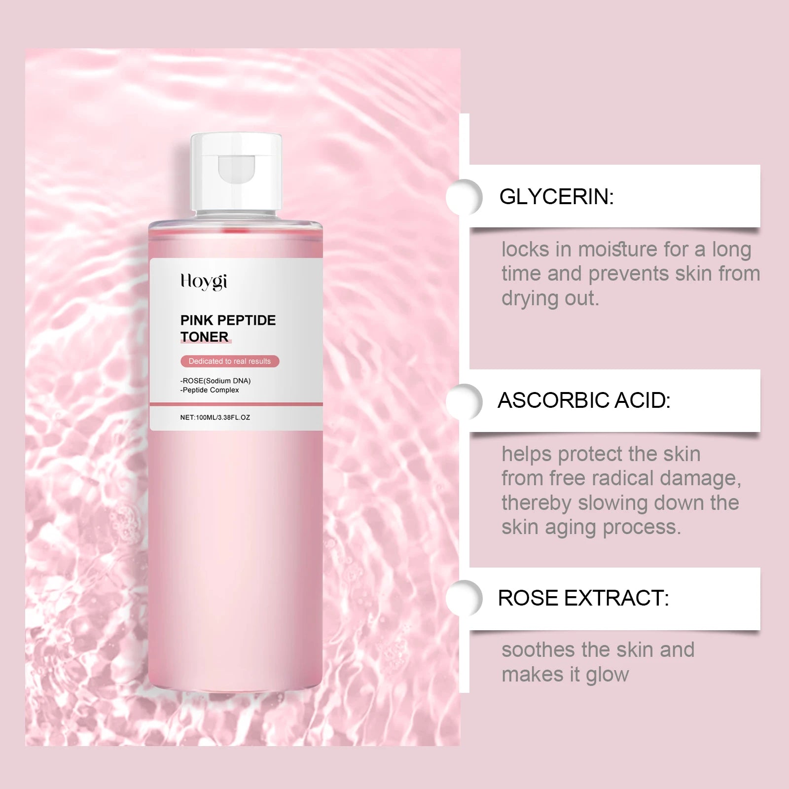 Rose Moisturizing Toner Cleanses, Moisturizes, Hydrates, Refines Pores, and Nourishes Skin Facial Toner