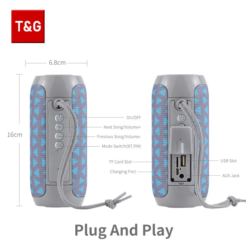 Bluetooth Speaker T&amp;G TG117 Portable TWS Sound Box Waterproof Loudspeaker Outdoor Stereo Surround Speakers Support TF FM Radio