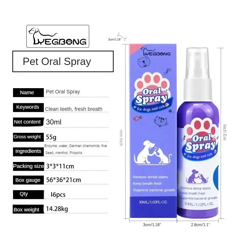 Pet Teeth Cleaning Spray Oral Care Remove Tooth Stai