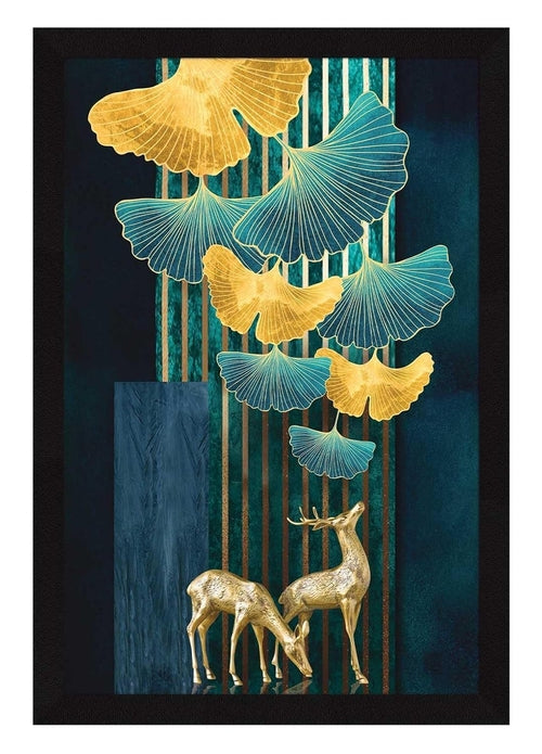 Aesthetic Floral Deer Wall Decor Paintings with Frame for Home Primespot