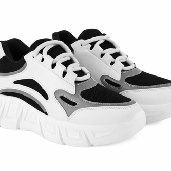 White and black sneakers on a white background
