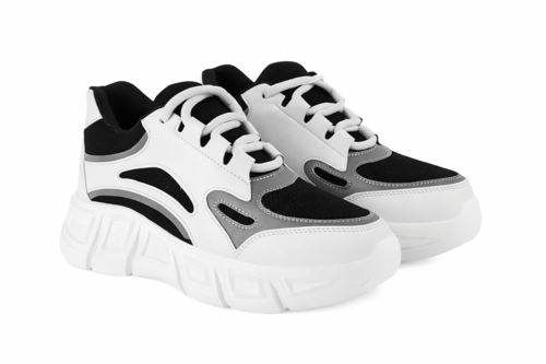 White and black sneakers on a white background